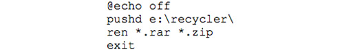 Figure 15. Batch script used to rename exfiltrated data. (Source: Dell SecureWorks)